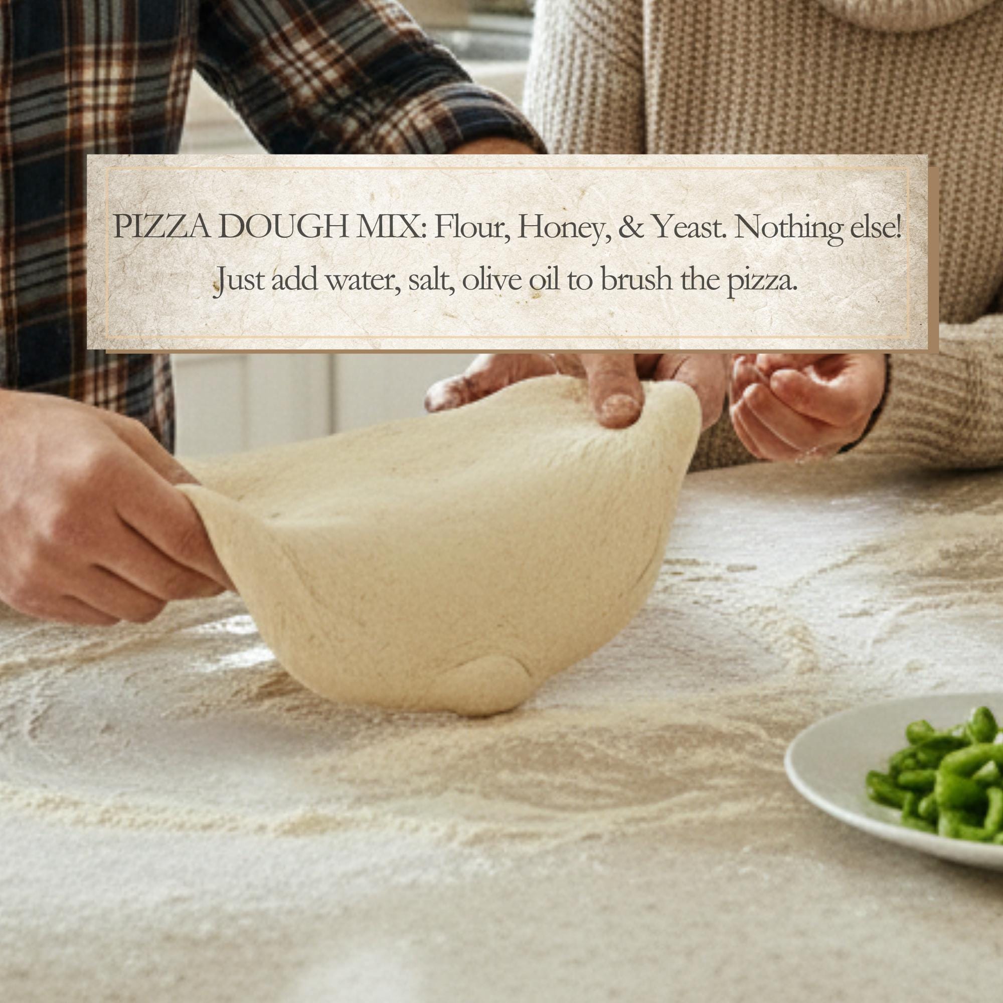 Date Night Experience Pizza & Salad Meal Kit for 2, Homemade Pizza Sauce Dough Mix Gourmet Food Gift, Italian Dressing Pizza Making Kit