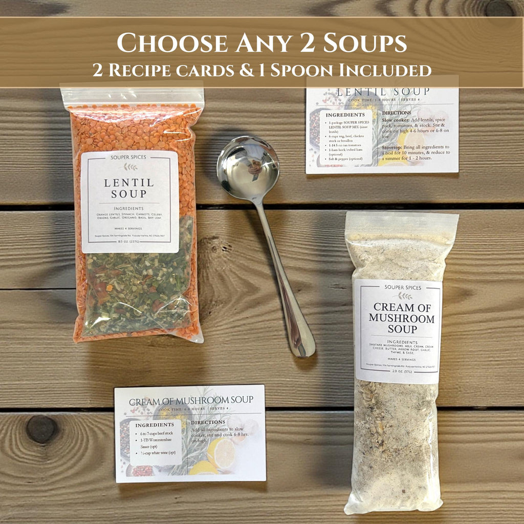 Build A Box Custom Gourmet Soup Gift Set of 2, Get Well Soon Sympathy Birthday Care Package, Heart Healthy Comfort Food Dinner Kit