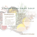 Homemade Lemon Herb Orzo Soup Mix, Fast Easy Nutritious Family Meal, Zesty Citrus Vegetarian Dinner, Great Gift for Busy Moms