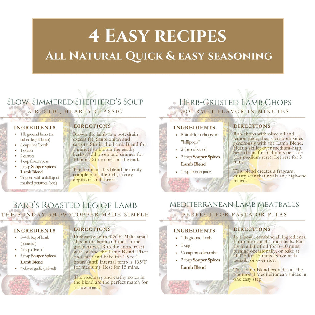 Gourmet Lamb Spices Blend Gift Set | Rosemary, Mint, Thyme Seasoning