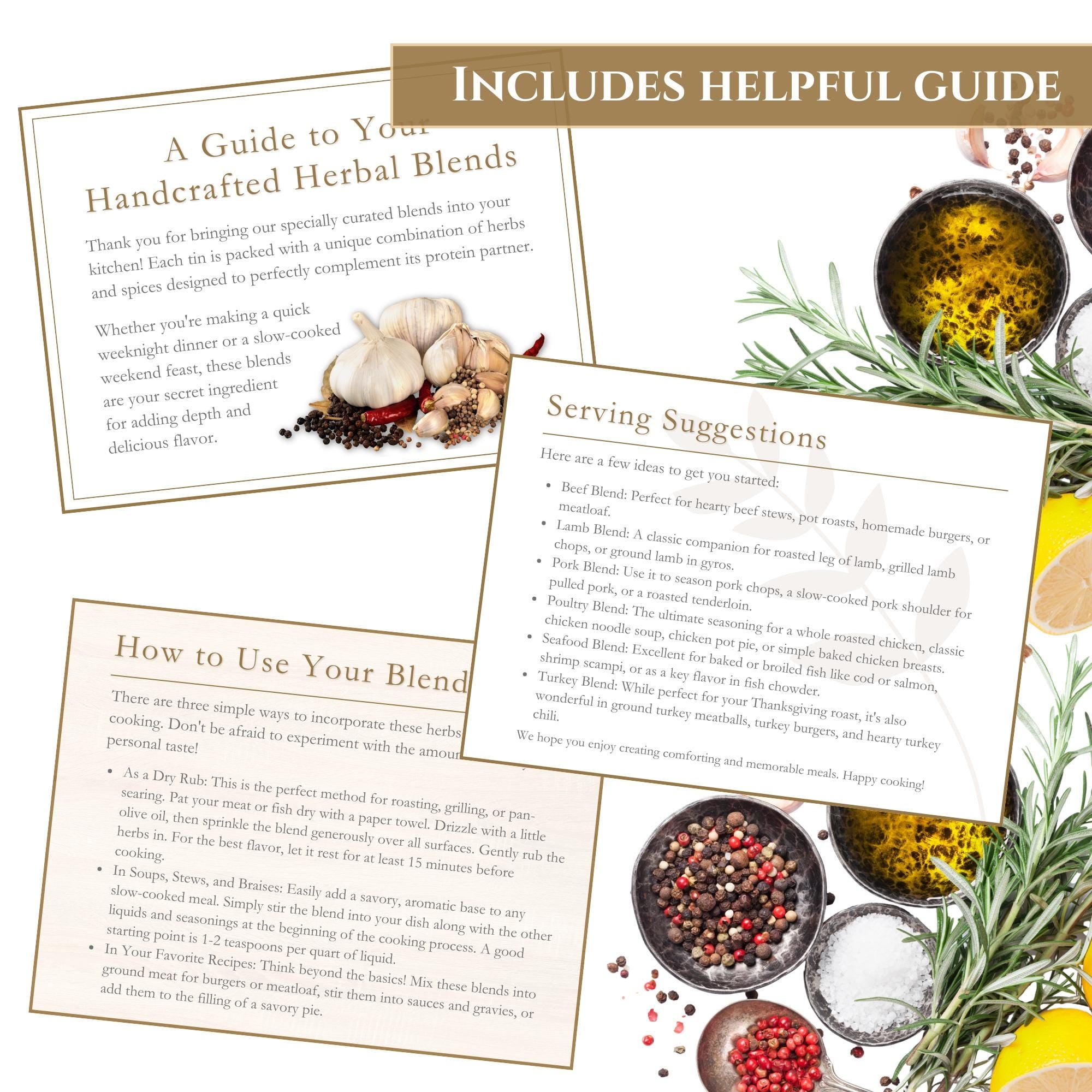 Herb Blends for Homemade Meals Gift Set of 6, Unique Small-Batch Spice Mixes for Homemade Meals, Healthy Easy Seasoning Starter Kit, No Salt