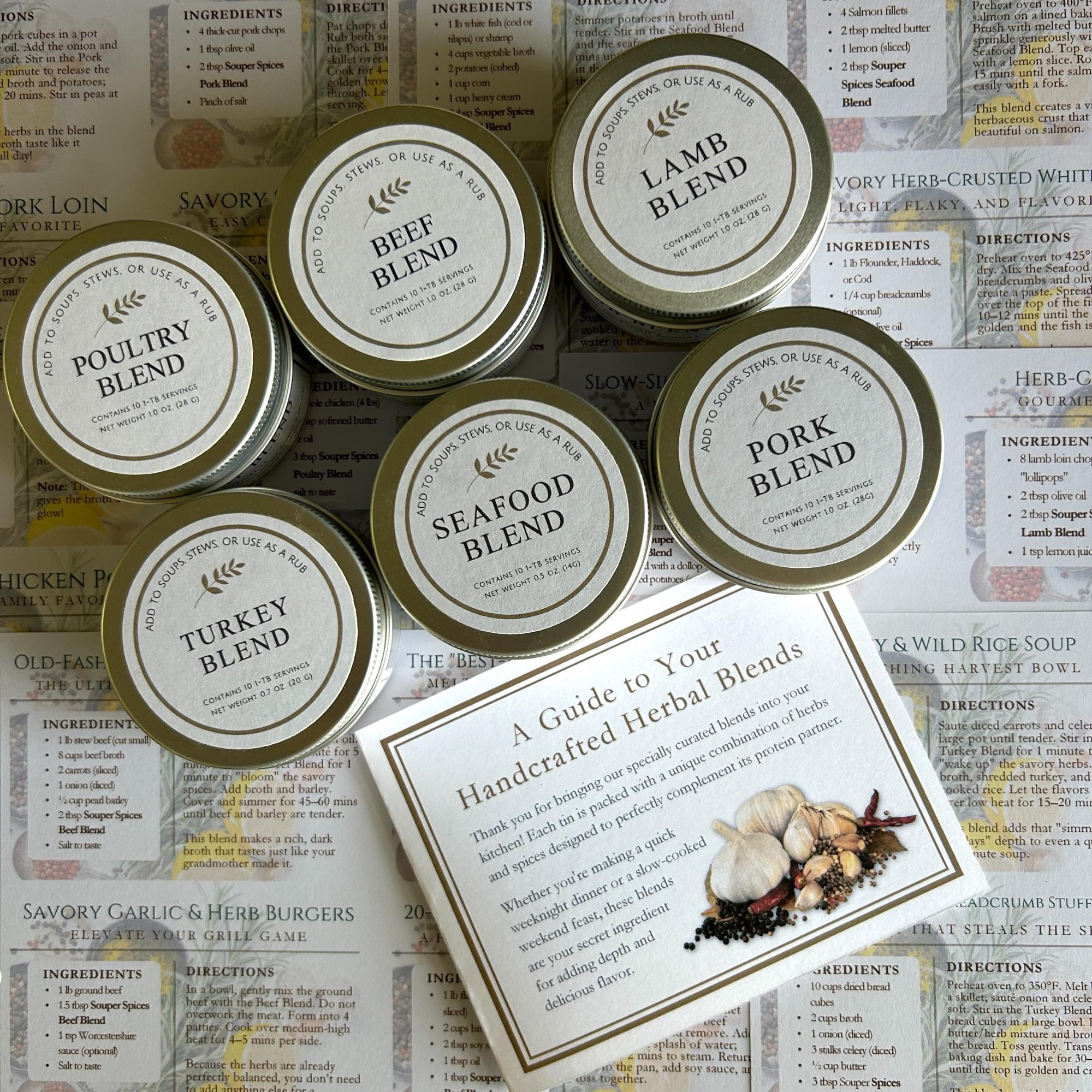 Herb Blends for Homemade Meals Gift Set of 6, Unique Small-Batch Spice Mixes for Homemade Meals, Healthy Easy Seasoning Starter Kit, No Salt