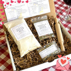 Date Night Experience Pizza & Salad Meal Kit for 2, Homemade Pizza Sauce Dough Mix Gourmet Food Gift, Italian Dressing Pizza Making Kit