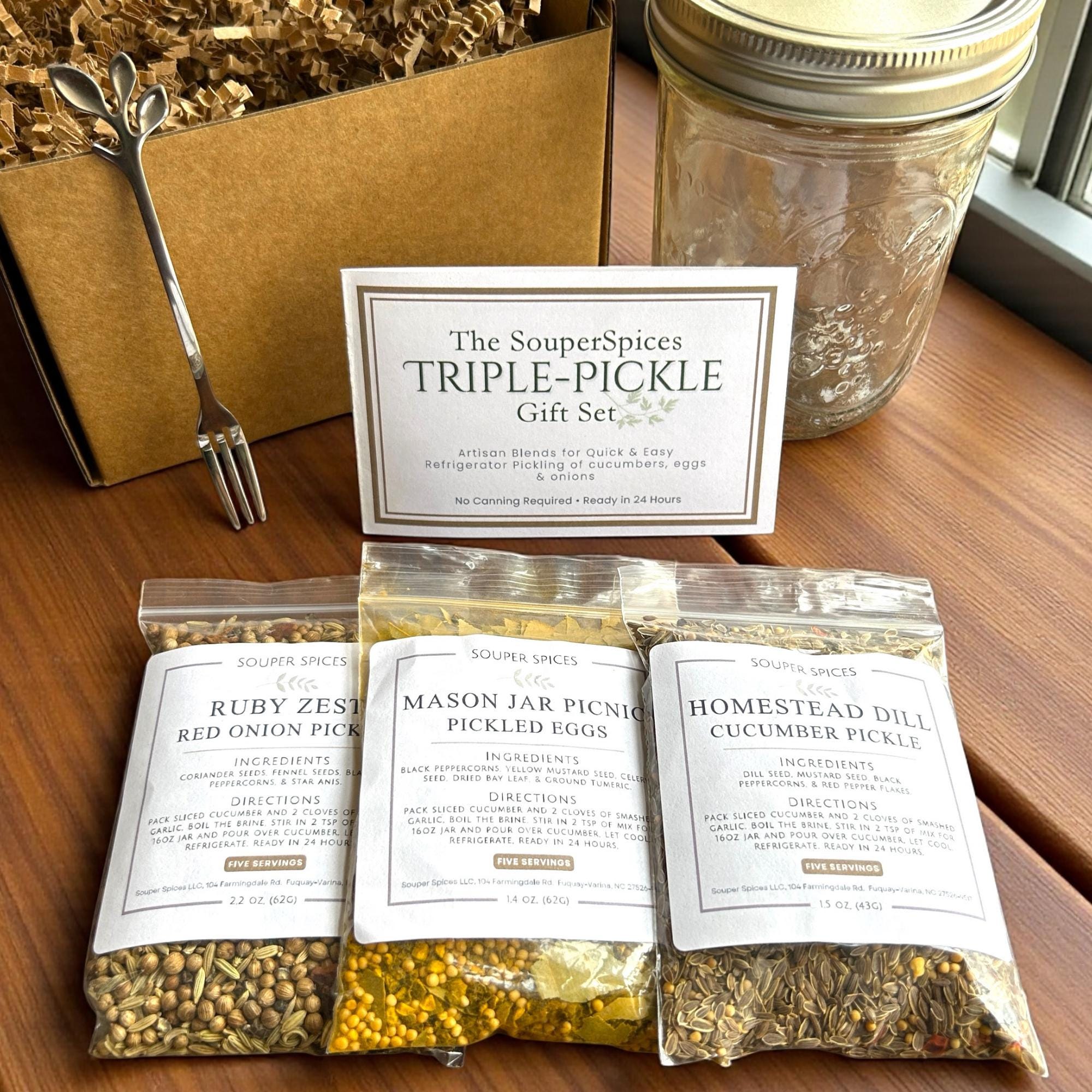Gourmet Triple-Pickle Gift Set – Ready in 24 Hours, No Canning Required - Artisan Cucumber, Onion & Pickled Eggs – Unique Foodie Present
