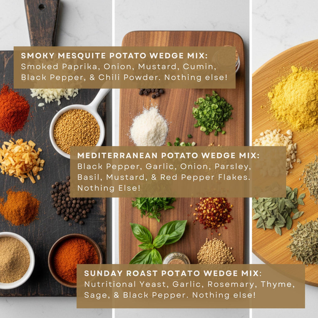 Gourmet Potato Wedge Seasoning Trio – Handcrafted Spice Blends for Crispy Oven Fries – Unique Gift for Foodie Families