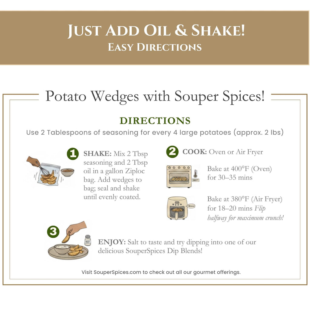 Gourmet Potato Wedge Seasoning Trio – Handcrafted Spice Blends for Crispy Oven Fries – Unique Gift for Foodie Families