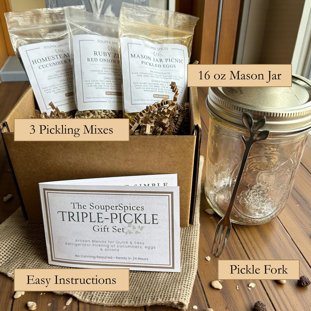 Gourmet Triple-Pickle Gift Set – Ready in 24 Hours, No Canning Required - Artisan Cucumber, Onion & Pickled Eggs – Unique Foodie Present