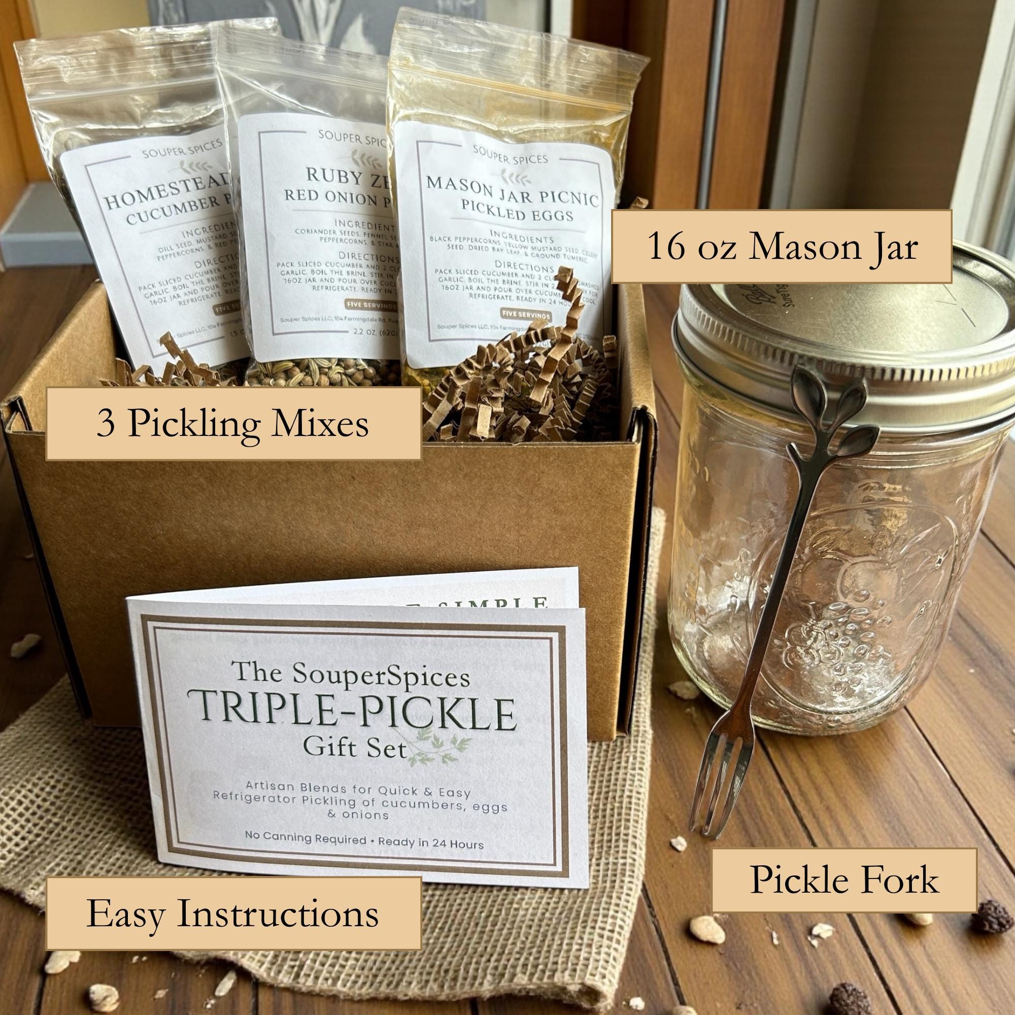 Gourmet Triple-Pickle Gift Set – Ready in 24 Hours, No Canning Required - Artisan Cucumber, Onion & Pickled Eggs – Unique Foodie Present