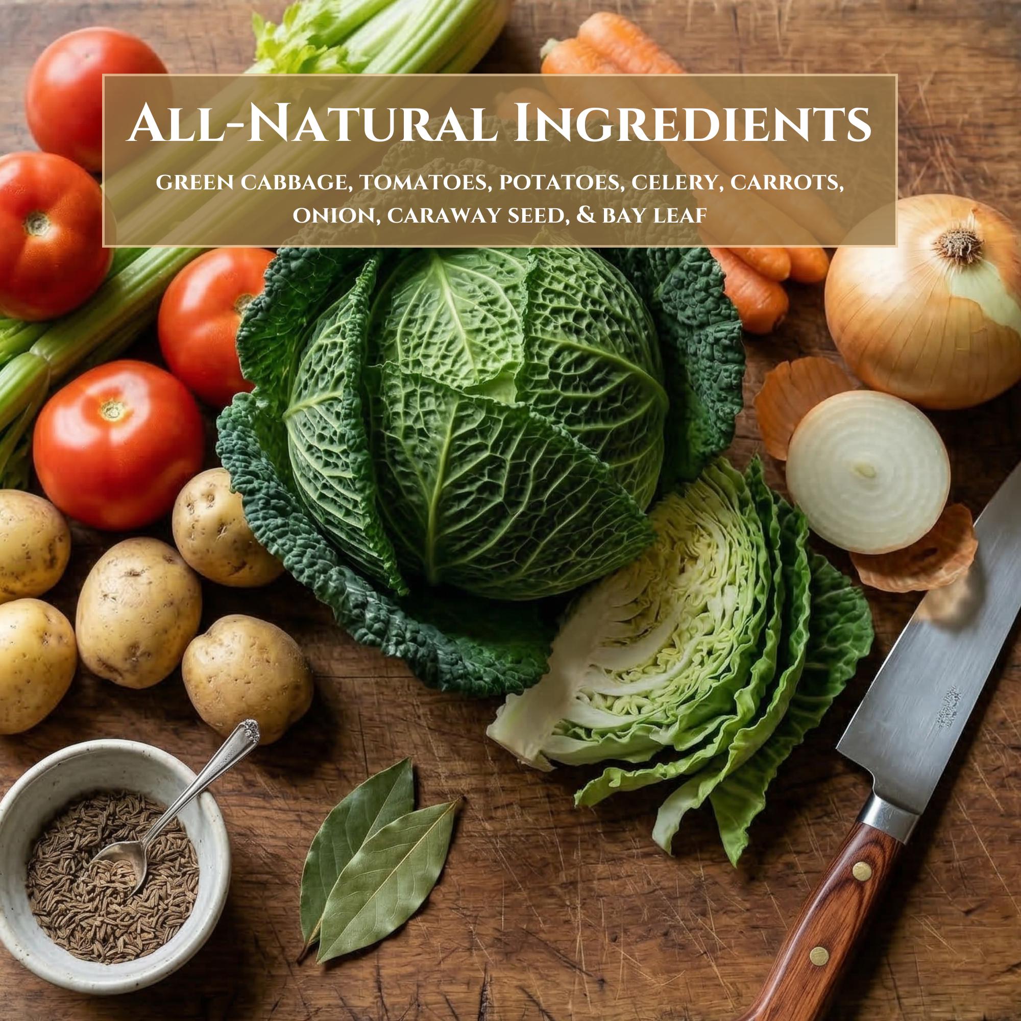 Homemade Spring Cabbage Soup – Savory Vegan Veggie Broth – Healthy Care Package Gift