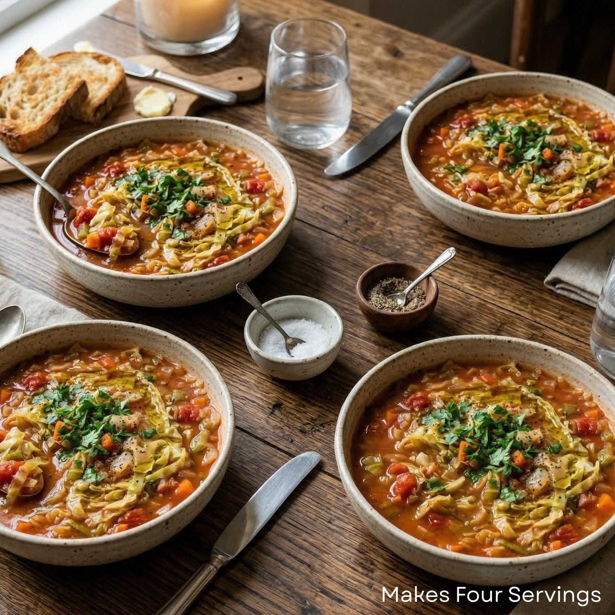 Homemade Spring Cabbage Soup – Savory Vegan Veggie Broth – Healthy Care Package Gift