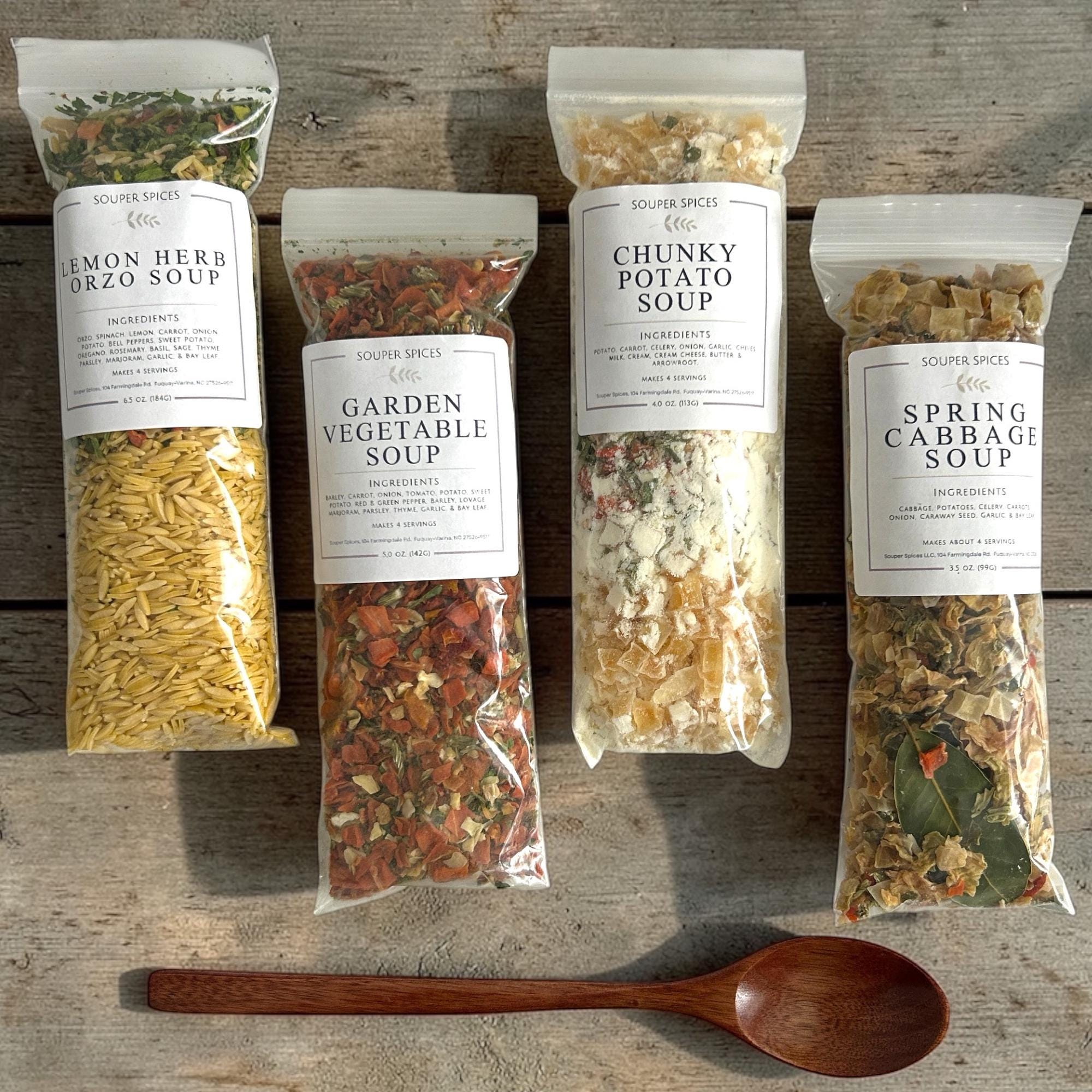 Spring Soup Gift Basket of 4 Mixes - 4+ Servings Each | Great for Busy Families, Seniors, Thinking of You, Get Well Soon, Happy Birthday