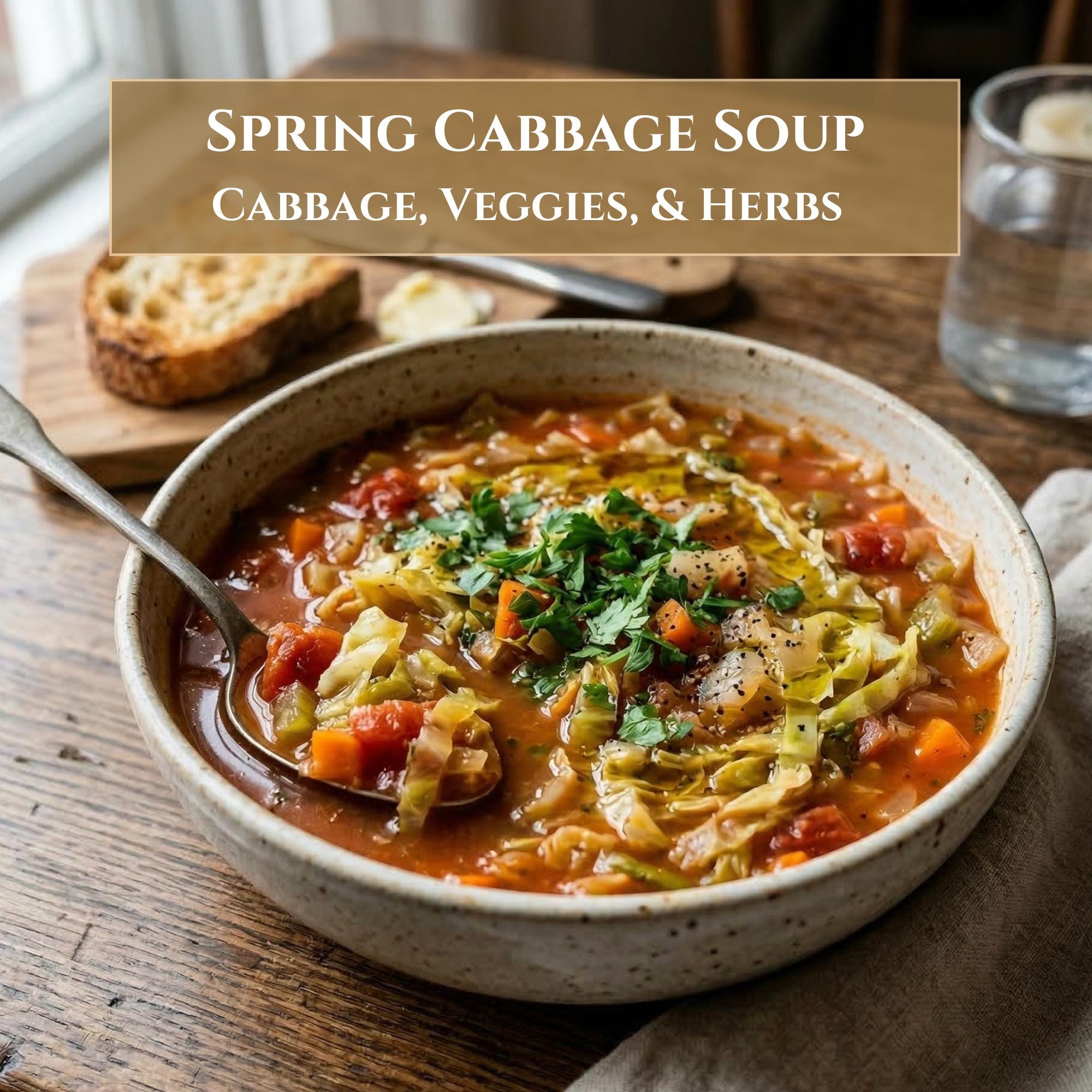 Homemade Spring Cabbage Soup – Savory Vegan Veggie Broth – Healthy Care Package Gift