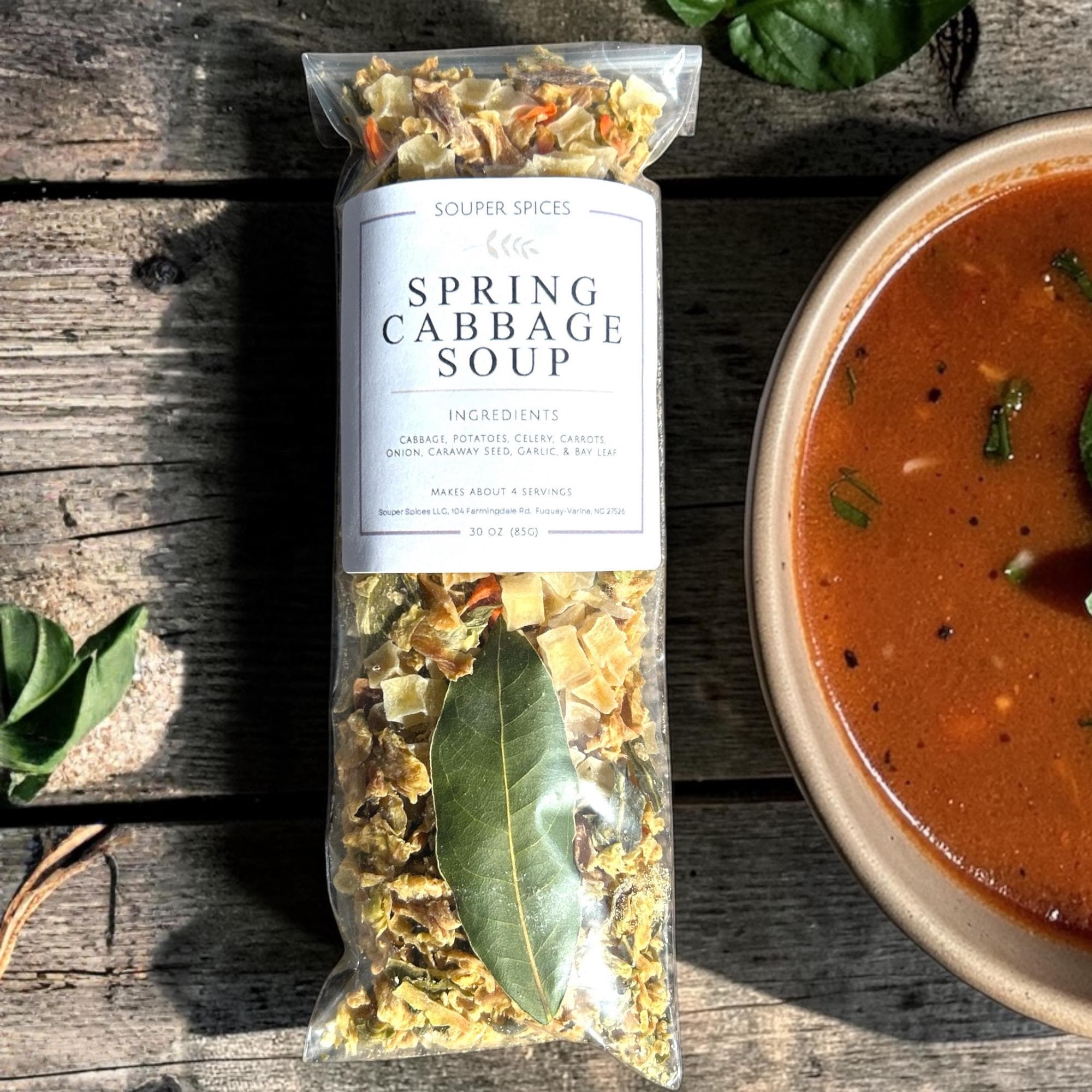Homemade Spring Cabbage Soup – Savory Vegan Veggie Broth – Healthy Care Package Gift