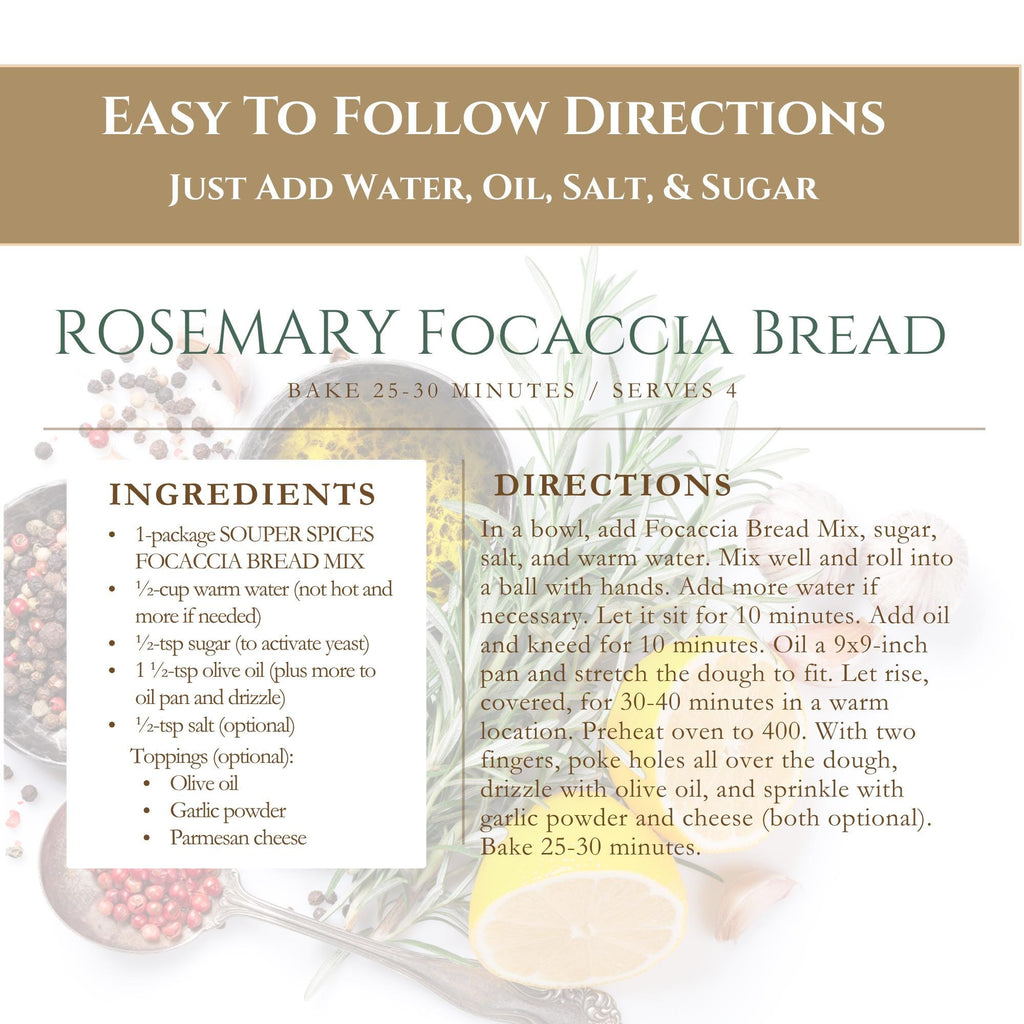 Homemade Focaccia & Dipping Blend Set – Easy Italian Appetizer Kit – Unique Gift