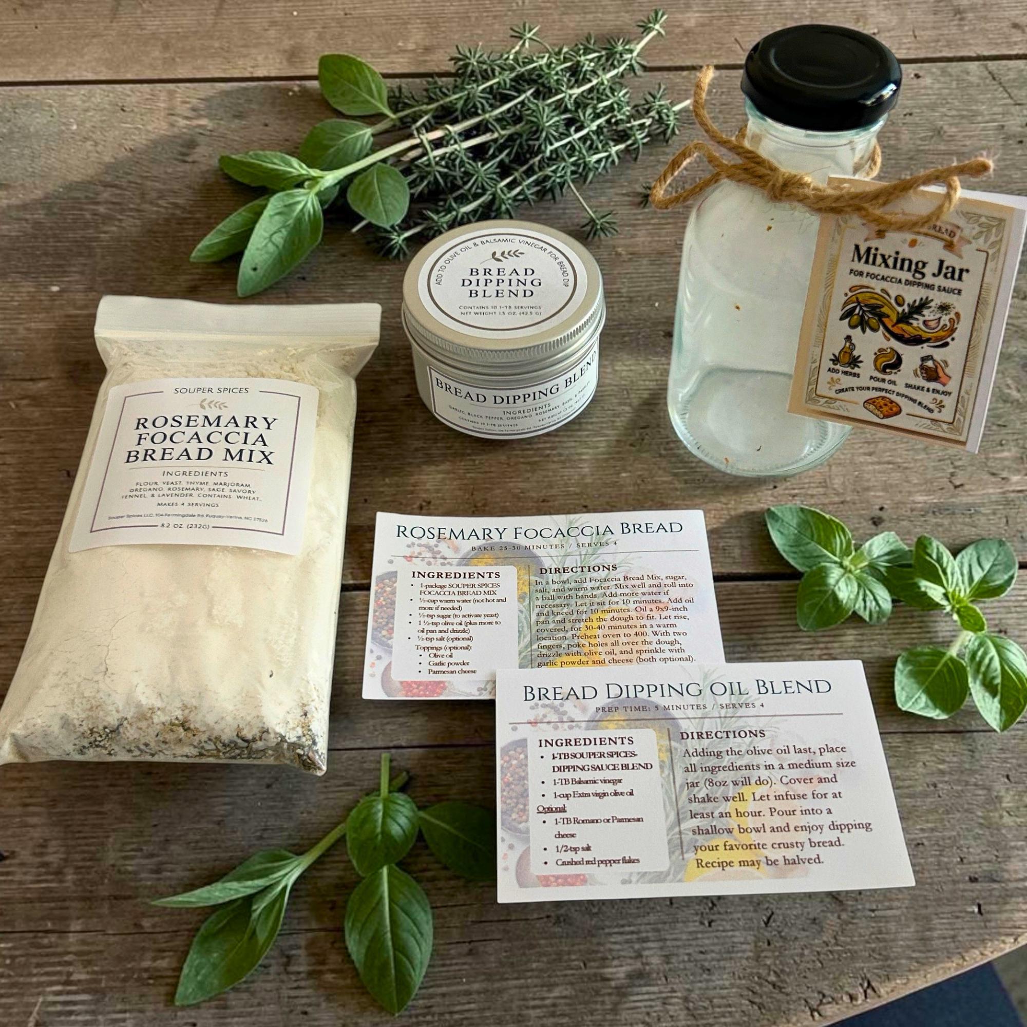 Homemade Focaccia & Dipping Blend Set – Easy Italian Appetizer Kit – Unique Gift