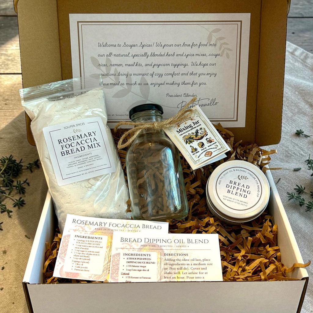 Homemade Focaccia & Dipping Blend Set – Easy Italian Appetizer Kit – Unique Gift