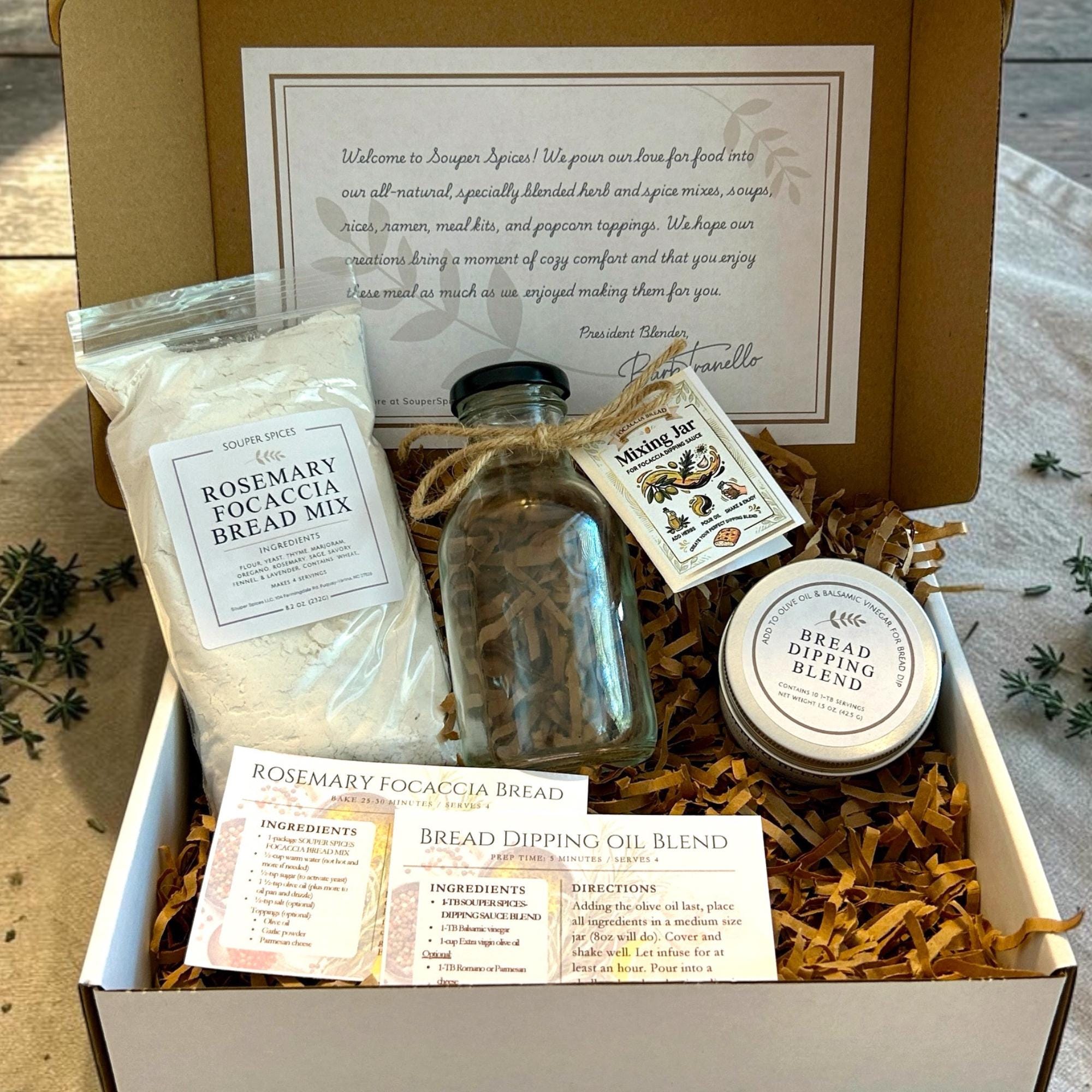 Homemade Focaccia & Dipping Blend Set – Easy Italian Appetizer Kit – Unique Gift