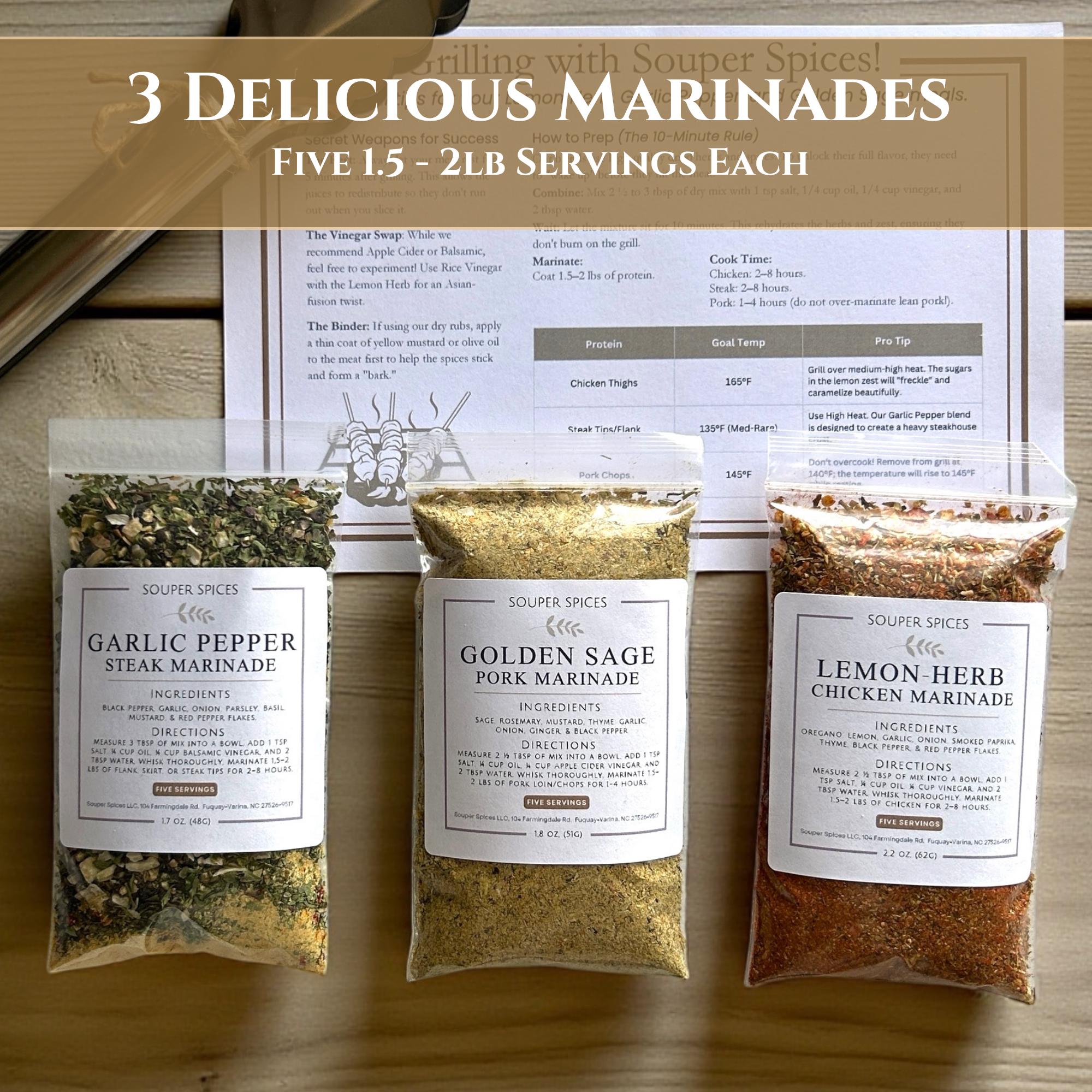 Gourmet Marinades & Potato Wedge Seasoning Set – Easy Summer Grilling Kit – Gift for Him