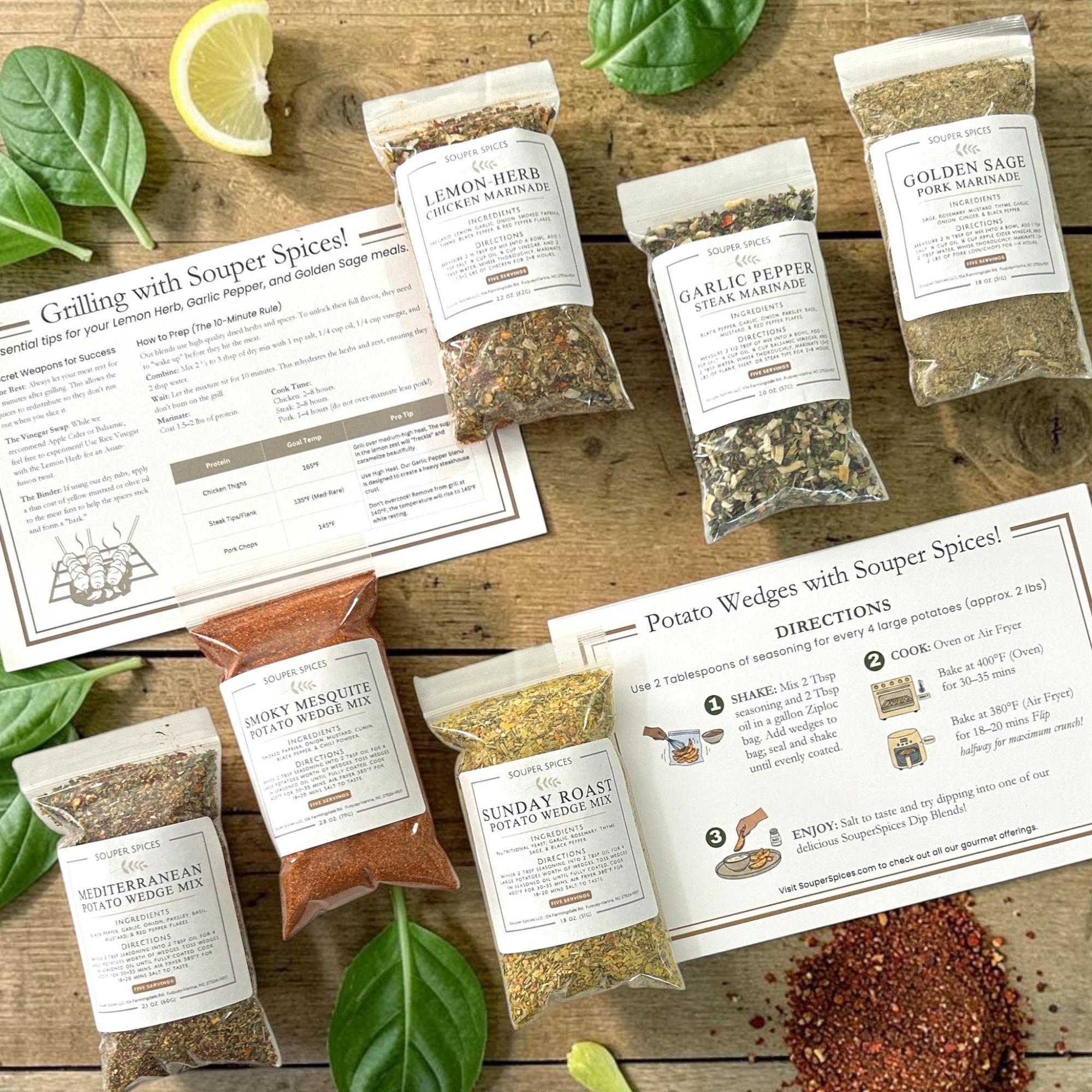 Gourmet Marinades & Potato Wedge Seasoning Set – Easy Summer Grilling Kit – Gift for Him