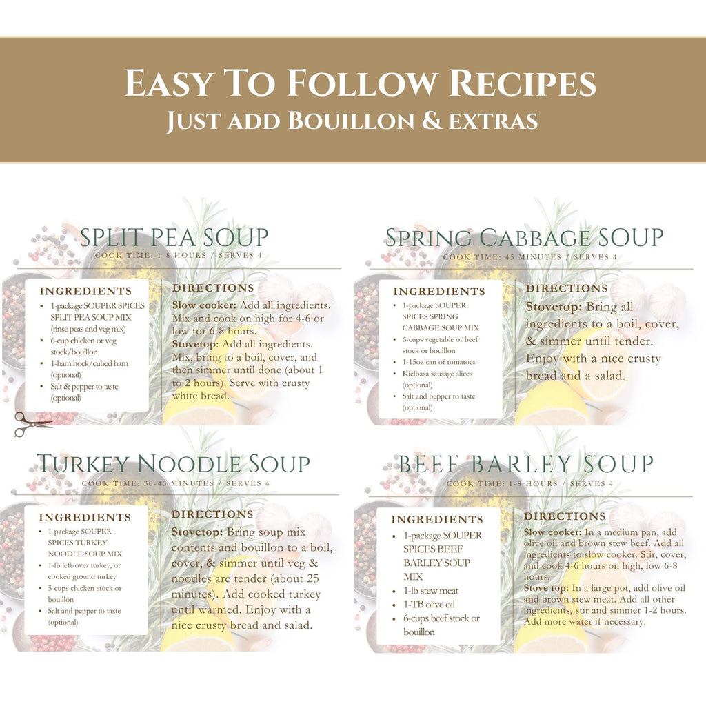 Homemade Leftover Soup Mix Gift Set | 4 gourmet easy holiday dinner kits, Thanksgiving Christmas care package, thoughtful foodie present