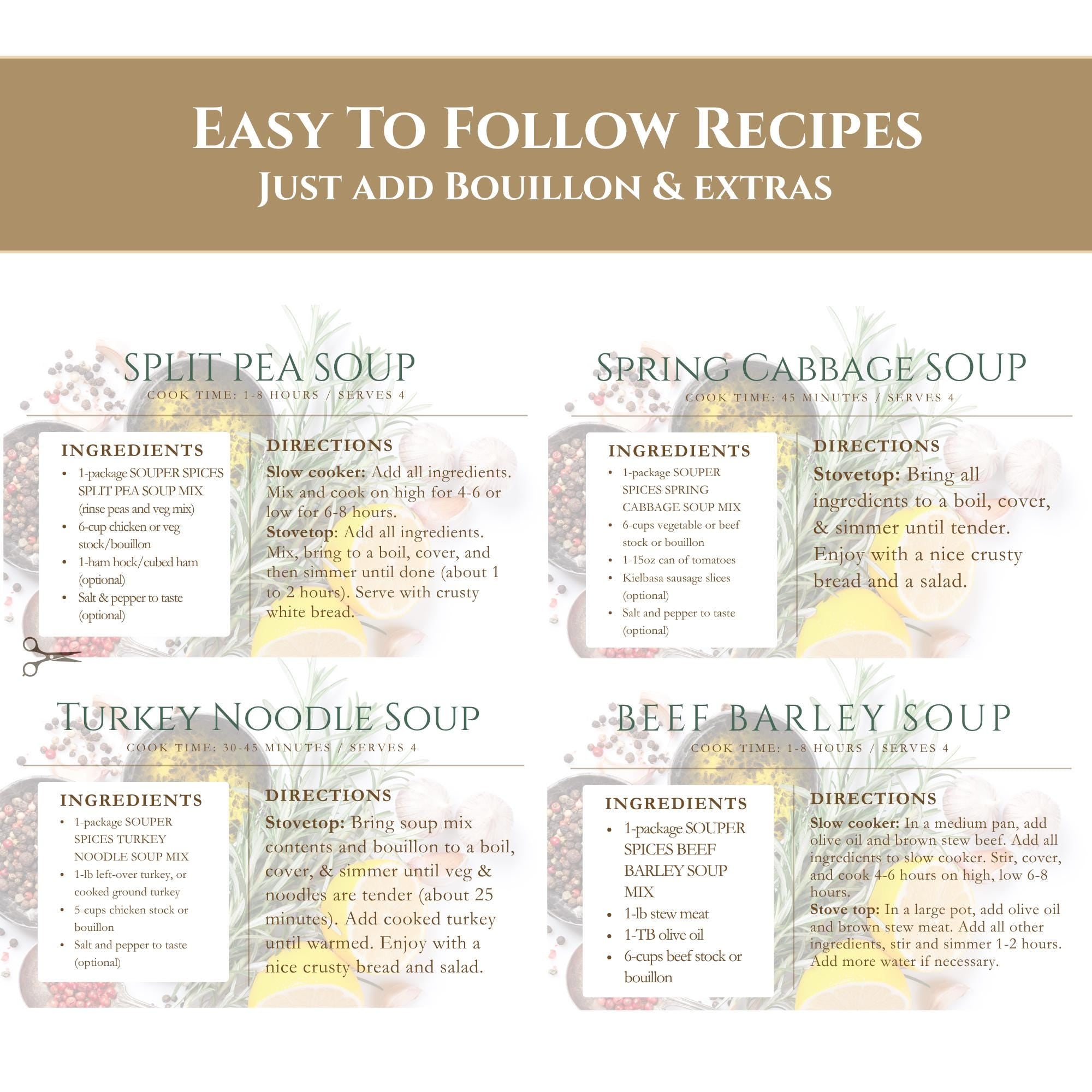 Homemade Leftover Soup Mix Gift Set | 4 gourmet easy holiday dinner kits, Thanksgiving Christmas care package, thoughtful foodie present