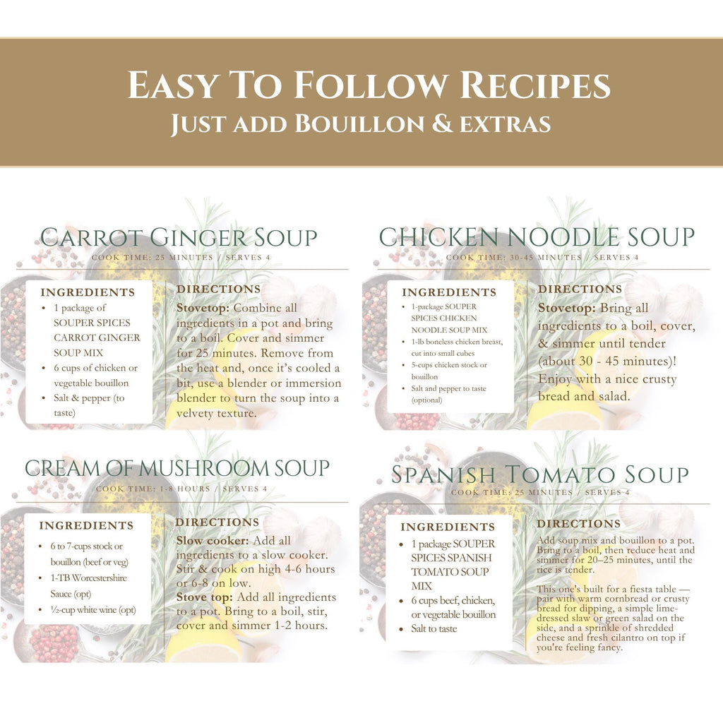 New Parents Soup Gift Basket | 4 Easy 20-Minute Comfort Meals, Wooden Spoon & Recipe Cards – Postpartum Baby Shower Care Package