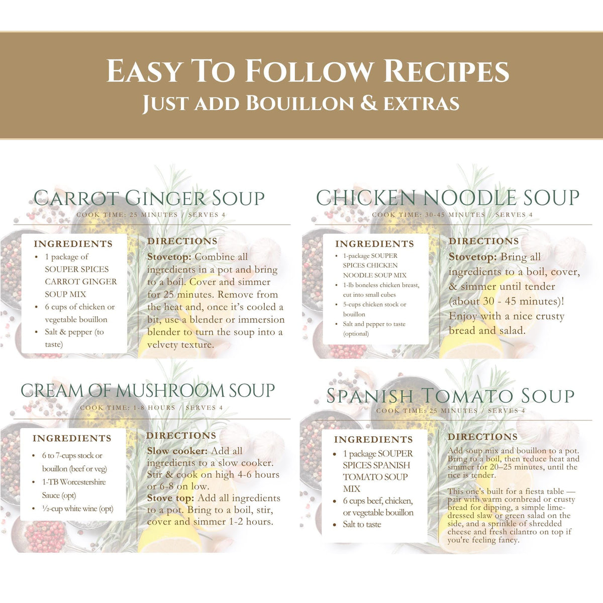 New Parents Soup Gift Basket | 4 Easy 20-Minute Comfort Meals, Wooden Spoon & Recipe Cards – Postpartum Baby Shower Care Package