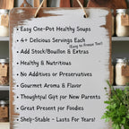 New Parents Soup Gift Basket | 4 Easy 20-Minute Comfort Meals, Wooden Spoon & Recipe Cards – Postpartum Baby Shower Care Package