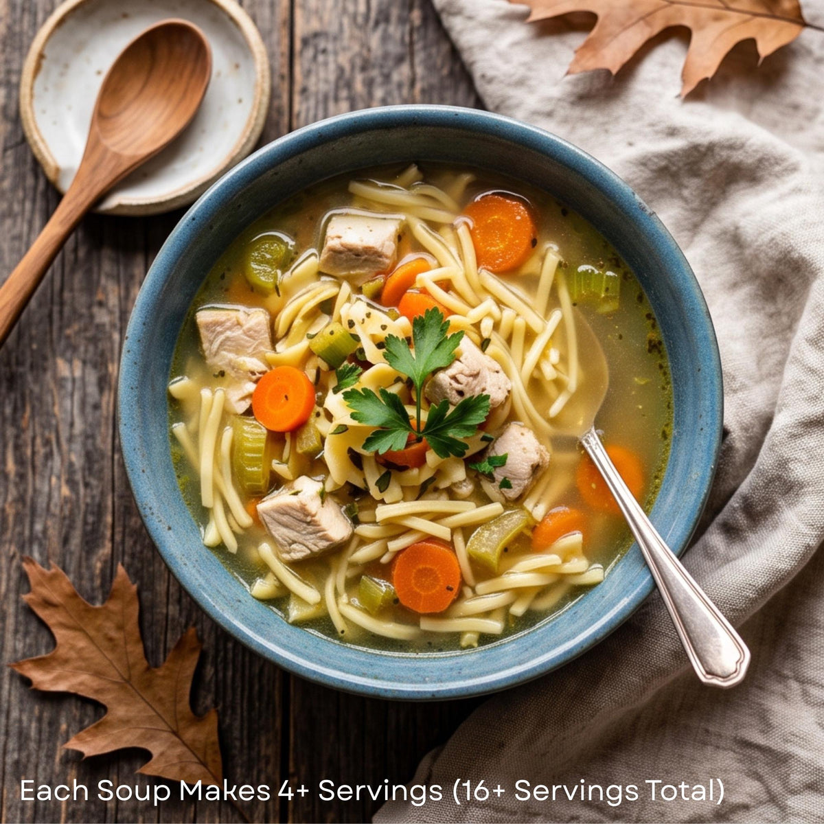 Prepared soup in a bowl with vegetables and herbs