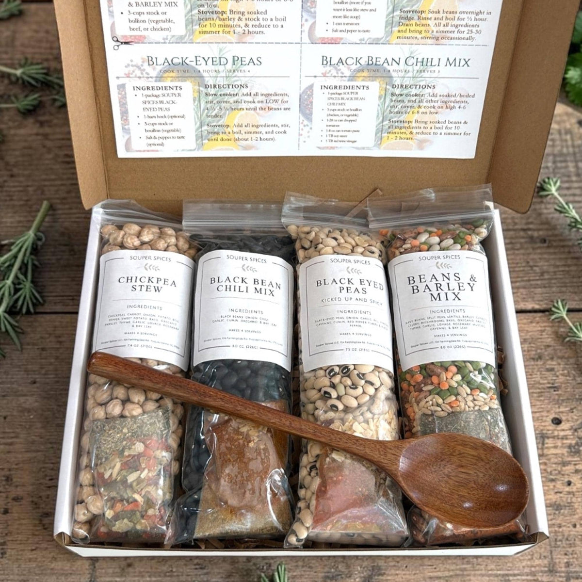 Gourmet Bean Meal Mix Gift Set | 4 plant based vegan comfort food dinners, thoughtful get well sympathy birthday holiday care package