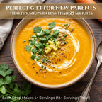 New Parents Soup Gift Basket | 4 Easy 20-Minute Comfort Meals, Wooden Spoon & Recipe Cards – Postpartum Baby Shower Care Package