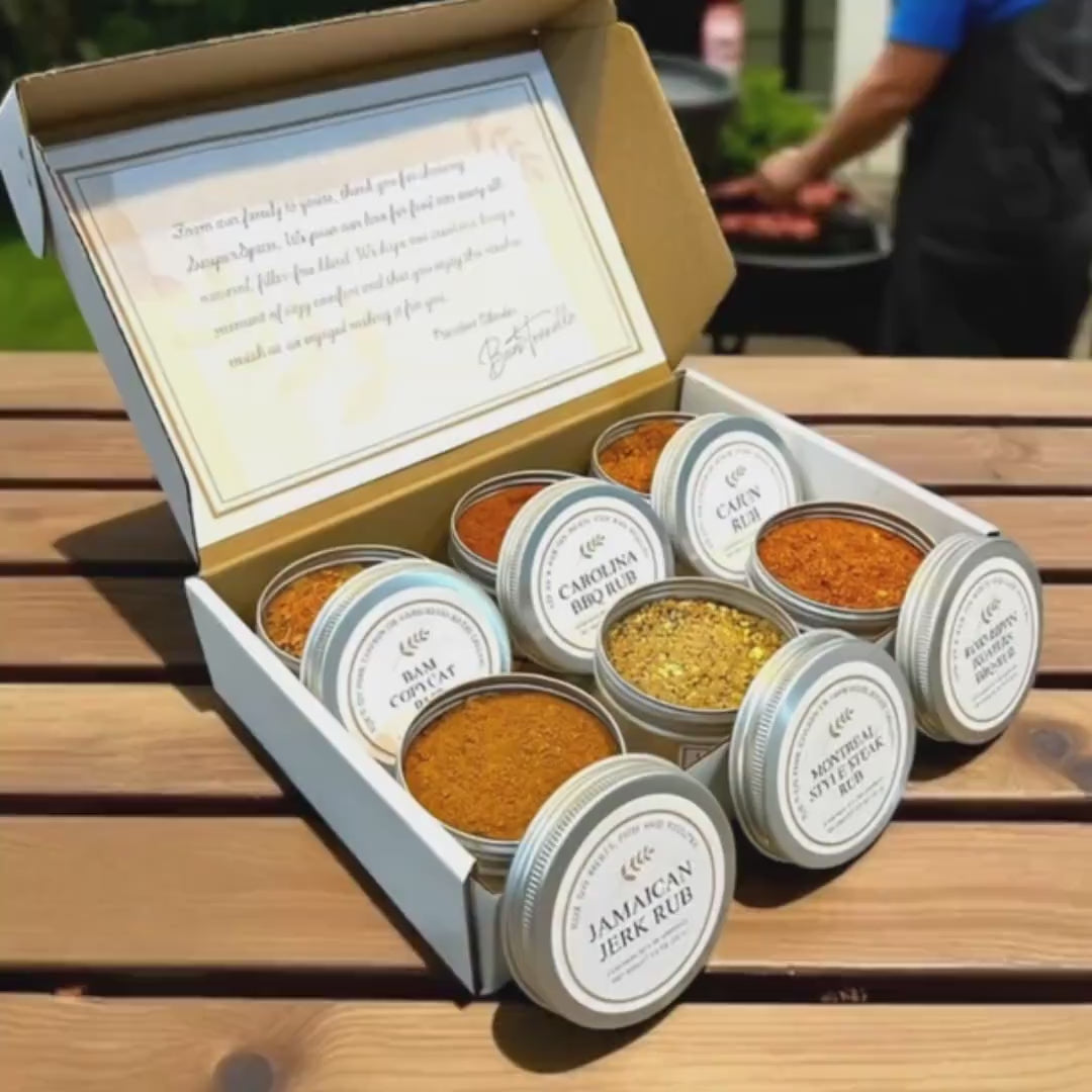 Grill Master Dry Rub Gift Set | 6 Extremely Spicy BBQ Seasonings, Unique Gift for Dad, Men, Brother, Uncle, Gourmet Grilling Pepper Spices
