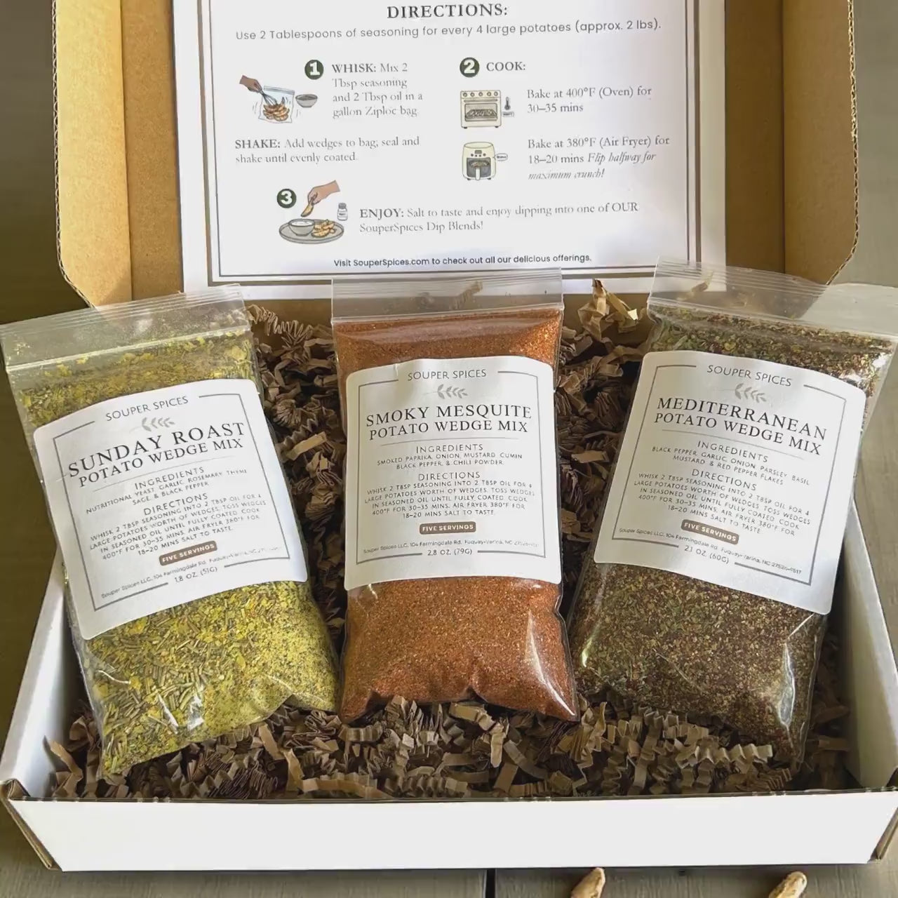 Gourmet Potato Wedge Seasoning Trio – Handcrafted Spice Blends for Crispy Oven Fries – Unique Gift for Foodie Families