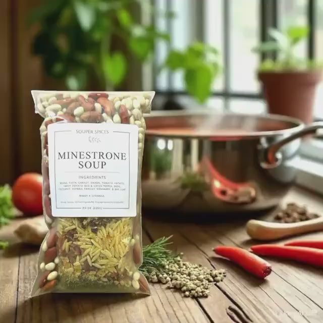 Homemade Minestrone Soup Mix, Healthy Easy Crockpot Stovetop Meal, Comfort Food Low Sodium Vegan Dinner, Great Gift Dry Soup Mix, Crockpot