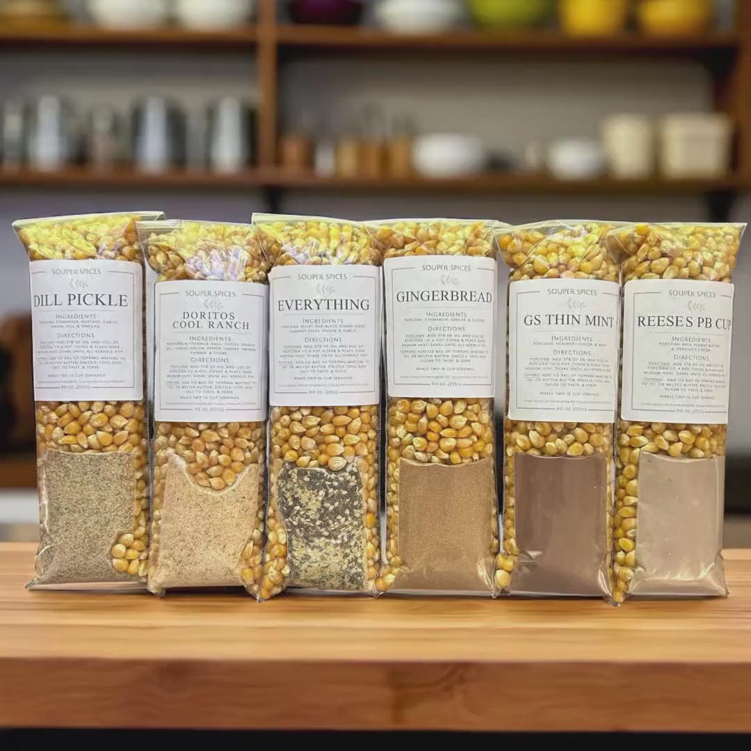 Hot & Spicy Popcorn Gift Set, Microwavable Popcorn Maker, 6 Gourmet Seasoning Blends, Unique Foodie Present, Christmas Birthday Teen Gift
